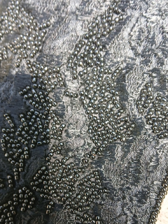 vintage black beaded belt,velvet, Beaded. wide sash or cummerbund-style piece. main image 14